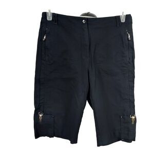 Jamie Sadock Shorts Black Golf Bermuda Stretch Zip Pockets Side Buckles 30x12